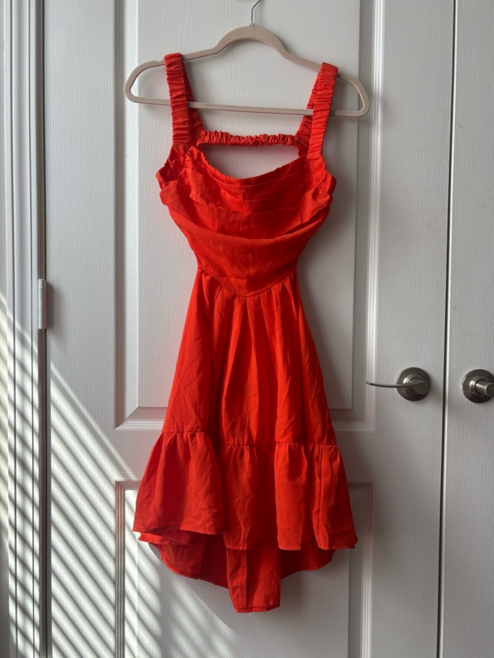 Bright Orange Sleeveless + Backless Mini Sundress